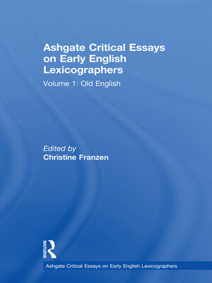 cover image of Ashgate Critical Essays on Early English Lexicographers